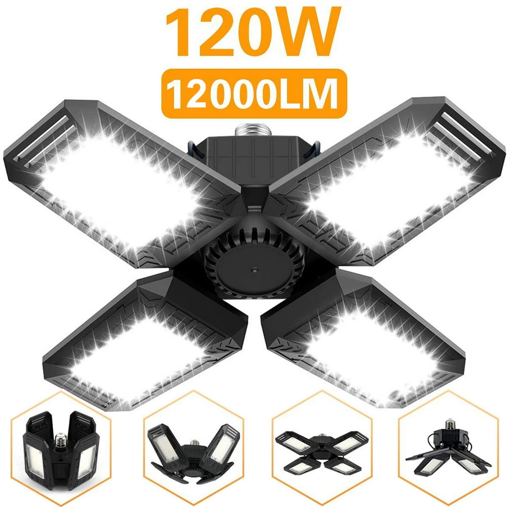120W LED Garage Lights, 12000 LM 6500K Garage Lights Ceiling LED , with 4 Leaf Adjustable Multi