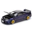thumbnail image 2 of Skyline GT-R (R33) RHD (Propulsion à Droite) Violet Minuit Métallique avec Capot en Carbone Modèle Réduit 1/64 par Pop Race, 2 of 6