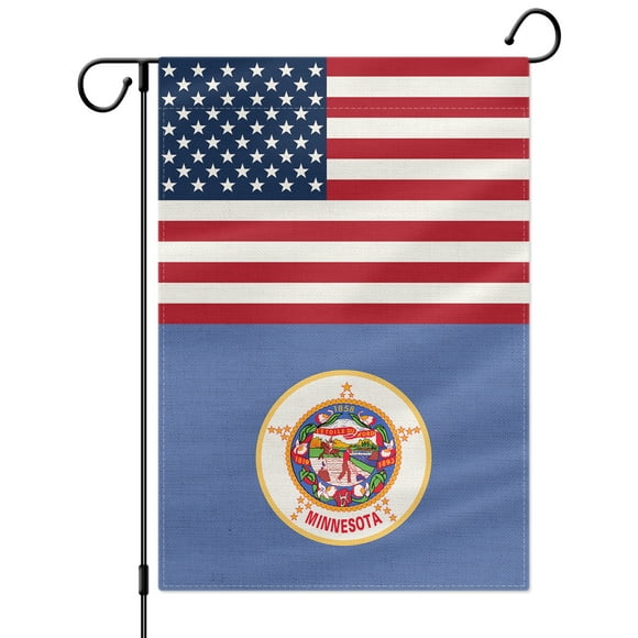 PTEROSAUR USA American Minnesota State Garden Flag, 12.5x18 in Vertical Double Sided Burlap for Indoor Outdoor Home Garden Decor