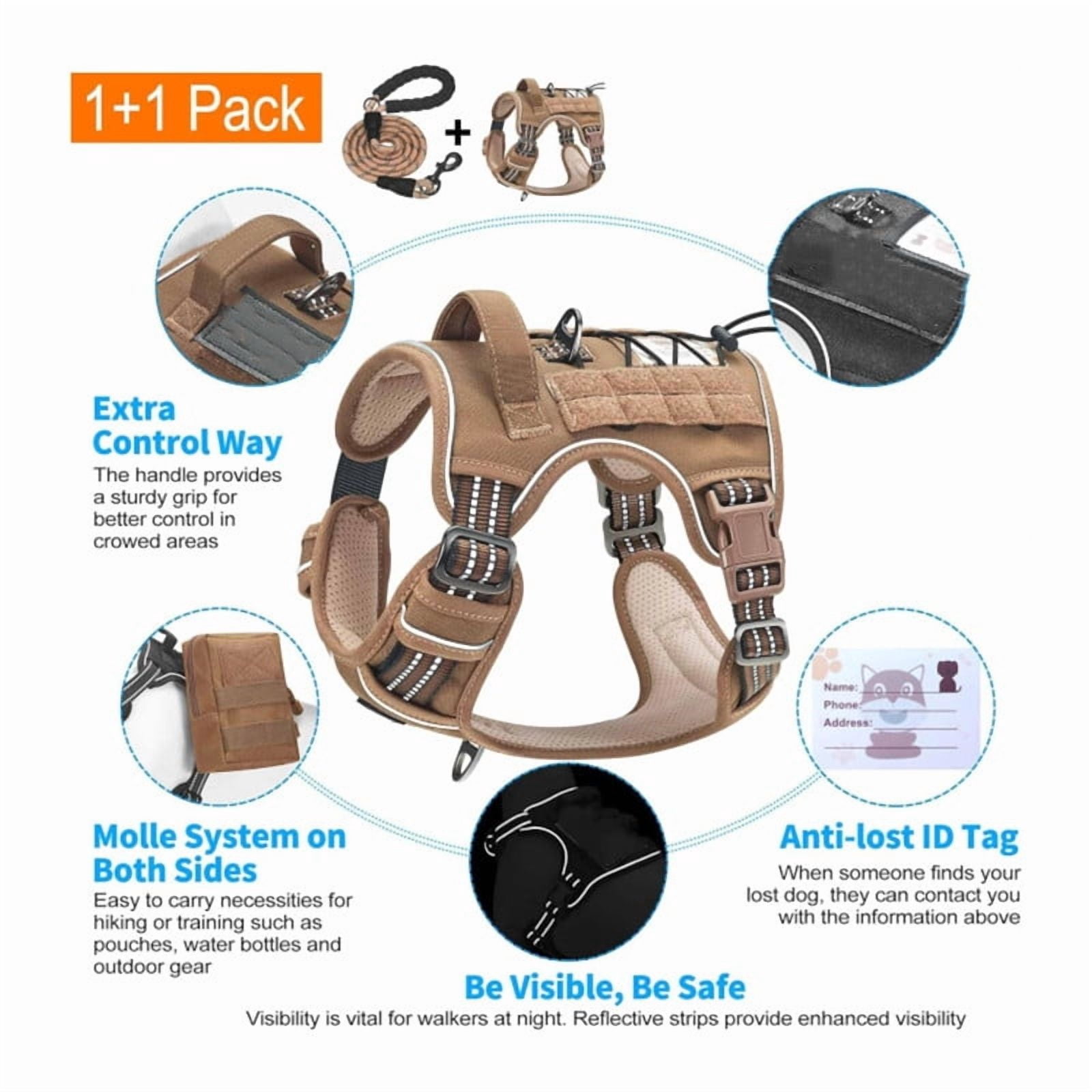 Dog Harness for Large Dogs, With Choke Dog Harness Vest with Easy Control Handle, Reflective Soft Padded Service Vest, Adjustable Easy on Pet Harness for Running Walking