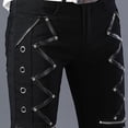 thumbnail image 7 of Men's Black Skinny Jeans with Zip & Eyelet Punk Style Pants, 7 of 7