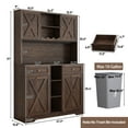thumbnail image 6 of Blotout 47" Wide Kitchen Pantry Storage Cabinet with Charging Station & Microwave Stand, Tall Farmhouse Kitchen Hutch Cabinet, Double Tilt Out Trash Can Cabinet 10X2 Gallon, 6 of 7