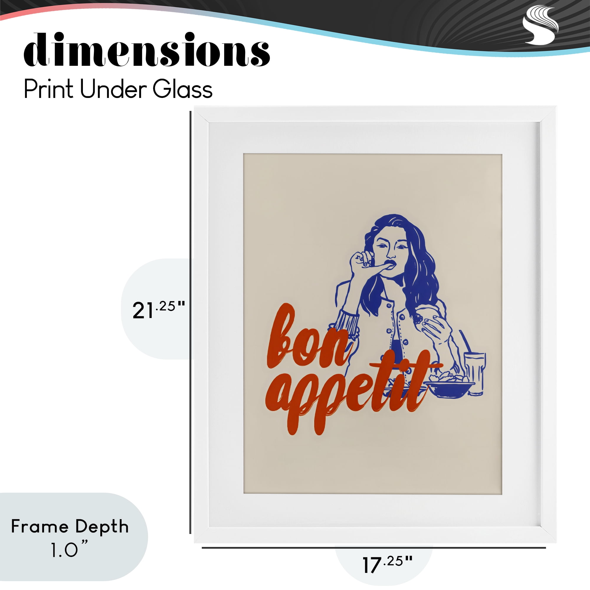 Stupell Industries Bon Appetit Woman Enjoying Meal White Framed Print Under Glass, design by The Prints Vibe