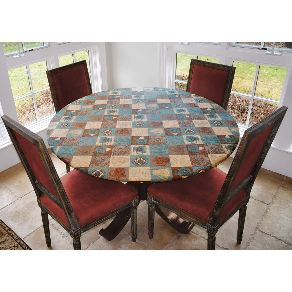 Elastic Edged Flannel Backed Vinyl Fitted Table Cover GLOBAL COFFEE