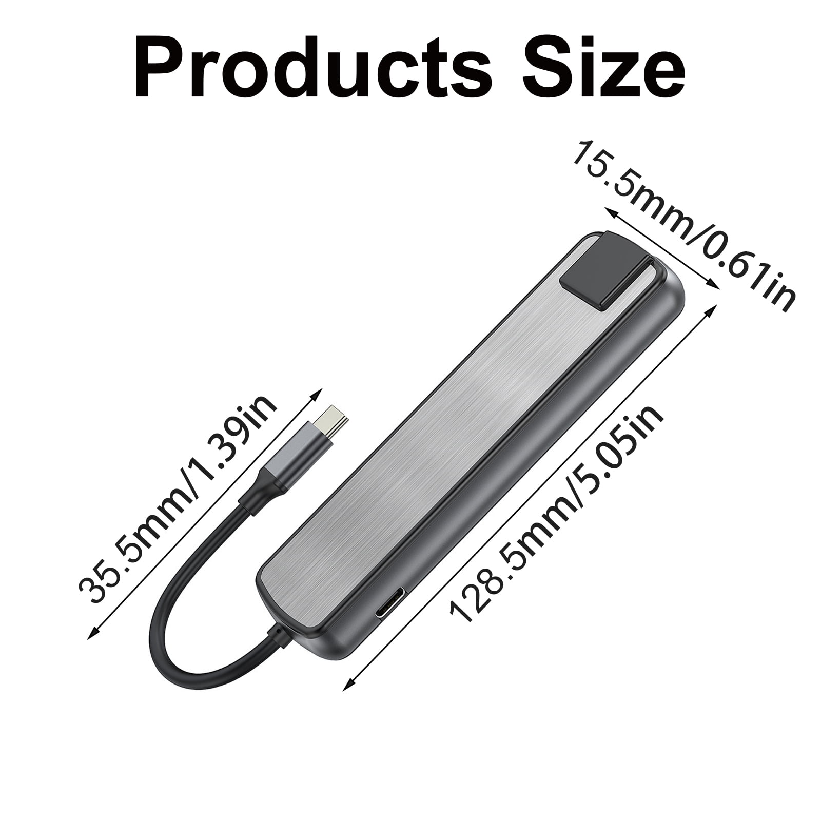 USB C Docking Station 6 in 1 Auminum USB C to USB3.0 PD60W Gigabits Ethernet Port 3x USB3.0 Adapter for Laptops