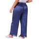 thumbnail image 3 of Pantalones de pijama de satén con encaje para mujer de tallas grandes Agnes Orinda, elásticos y suaves, de pierna ancha, 1X azul real, 3 of 6