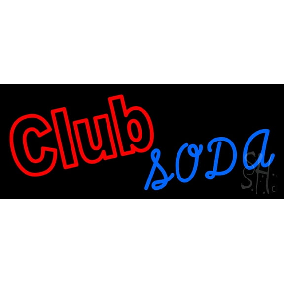Club Soda LED Neon Sign 10 x 24 - inches, Black Square Cut Acrylic Backing, with Dimmer - Bright and Premium built indoor LED Neon Sign for Defence Force.