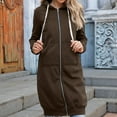 thumbnail image 4 of Fimkaul Women's Winter Coats Long Sleeve Casual Tops Fashion Solid Cardigan Hooded Mid Length Jackets Coat Coffee 3XL, 4 of 7