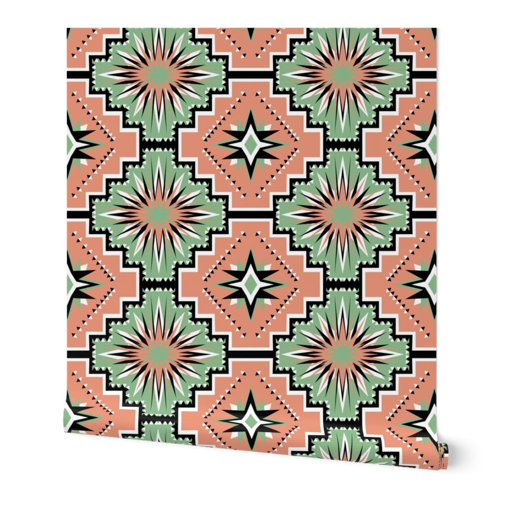 BO6641  Peach Southwest Abstract Fan Wallpaper