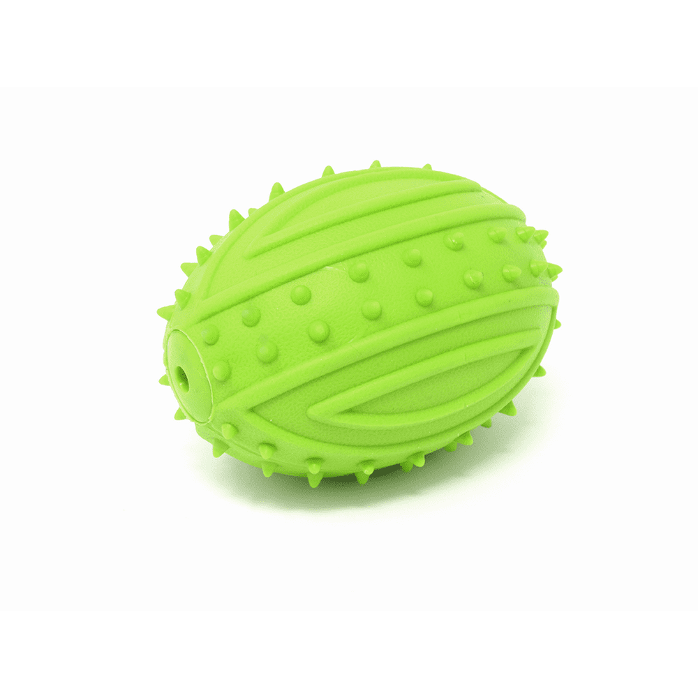 Woof! Prime Squeak Chew Rubber Rugby Ball Toy for SmallMedium Dog