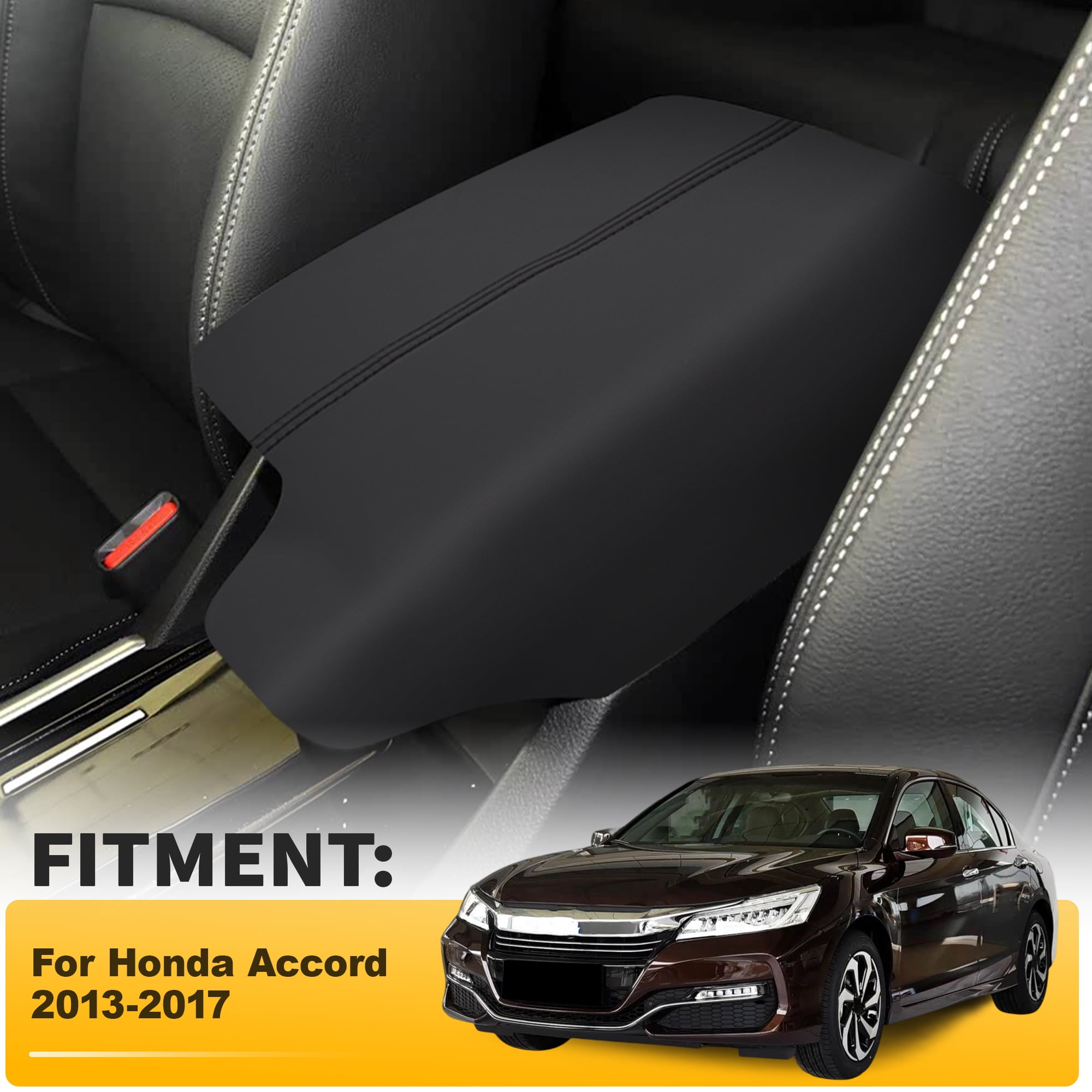 Unique Bargains Center Console Armrest Cover for Honda Accord 2013-2017 Leather Lid