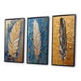 thumbnail image 3 of Designart "Exquisite Boho Glam Blue Feather Painting" Feathers Framed Wall Art Set Of 3 - Gold Modern Frame Gallery Set For Office Decor, 3 of 6