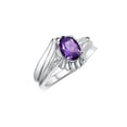 thumbnail image 3 of RYLOS Rings for Women 14K White Gold Swirl Z Ring 7X5MM Oval Gemstone &  Diamond Rings February Amethyst Jewelry Size 9, 3 of 7