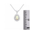 thumbnail image 4 of Rylos 14K White Gold Halo Pendant Necklace: 6X4MM Tear Drop / Pear Shape Opal African & Sparkling Diamonds -  18" Chain Exquisite Birthstone Jewelry, 4 of 7