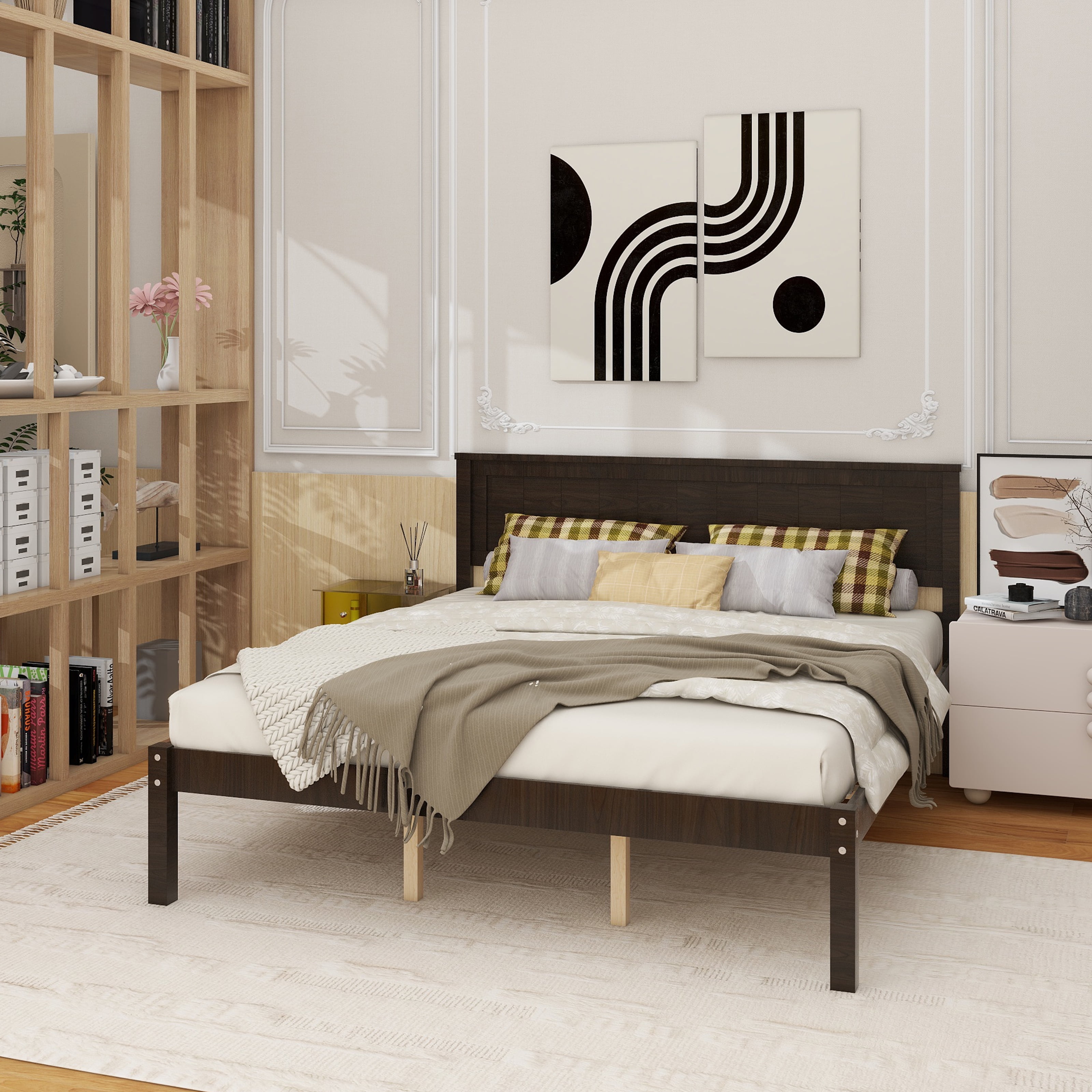 Dachelle Upholstered Platform Bed Frame, Mattress Foundation, Wood Slat Support, No Box Spring Needed, Easy Assembly, Grey Sand, Queen