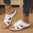 thumbnail image 2 of Pandaie Orthopedic Wedge Sandals for Women Summer Casual Open Toe Wide Width Platform Slip on Boho Casual Walking Slippers with Arch Support White Size 7.5, 2 of 5
