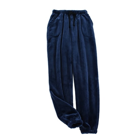 

LisenraIn Men Home Pants Thick Flannel Warm Pants Autumn Winter Coral Fleece Trousers Pajama Pants