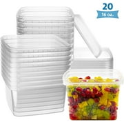 Singleware 16 Oz Plastic Containers with Lids Clear Square Deli Containers, 20-Pack