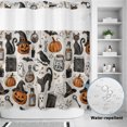 thumbnail image 2 of No Hook Shower Curtain, Halloween Shower Curtains for Bathroom with See Through Top Window, Pumpkins Cat Orange Black Waterproof & Washable Bath Curtain 66"x72", 2 of 8