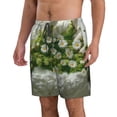 thumbnail image 2 of KLL Nature Hand Daisies Art Men's Casual Summer Beach Shorts Hawaiian Shorts with Pockets-Large, 2 of 5