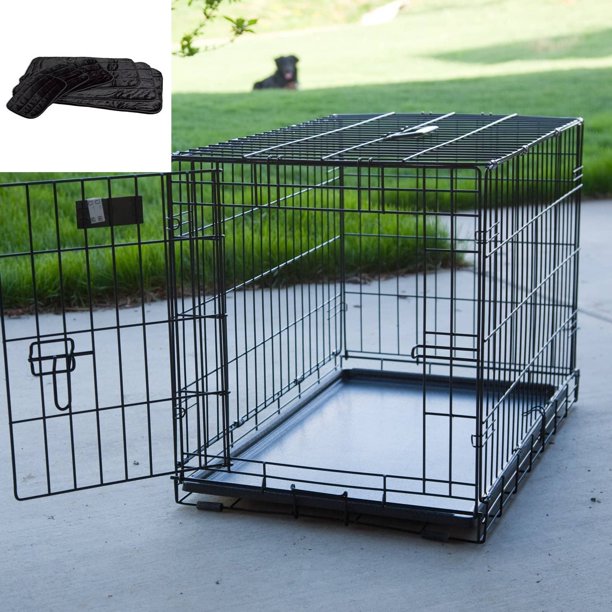 Midwest iCrate Folding Single Door Dog Crate with Deluxe Black Mat