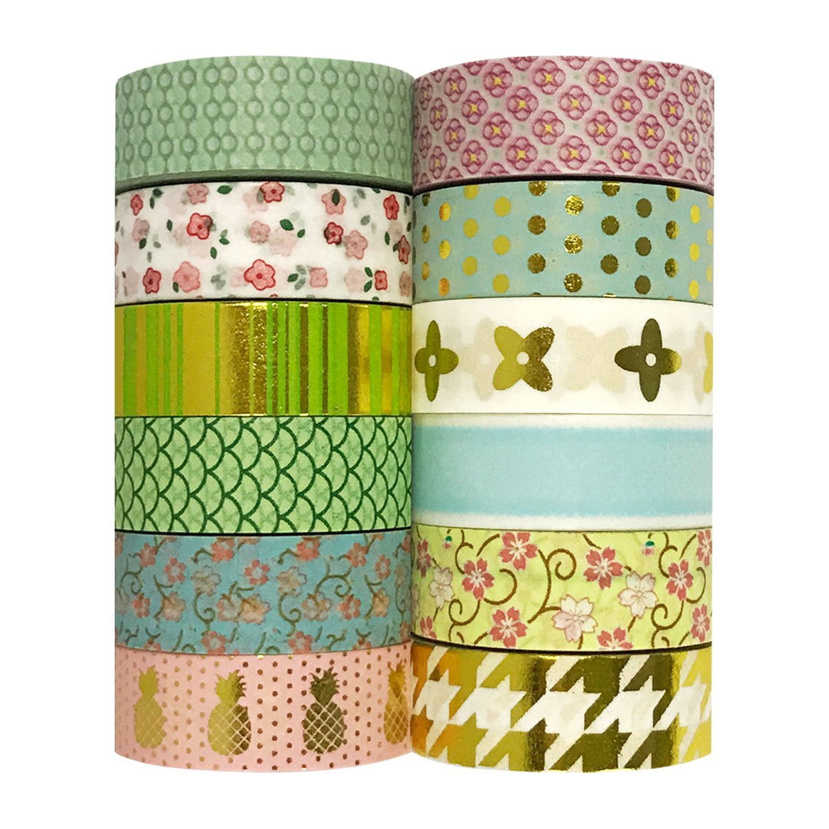 ALLYDREW Set of 12 Washi Tapes Gold Spring Blossoms Washi Tape Rolls