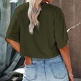 thumbnail image 4 of Trendfront Womens Summer Crew Neck Elbow Sleeve Tops Cropped Length Solid Color Tees Plain Casual Everyday Style Wear T-Shirts, 4 of 5