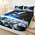thumbnail image 6 of jejeloiu Universe Pattern Bed Sheets,Space Theme King Sheets,Galaxy Starry Night Sheet Set Teens,Super Cozy Room Decor,4pcs, 6 of 7