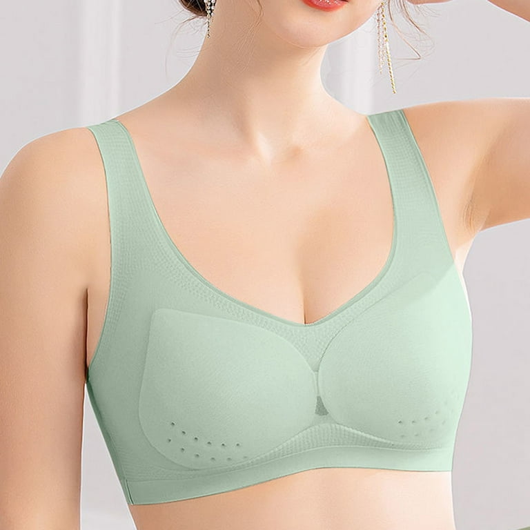 Seamless non-wired bra, Green, Woman