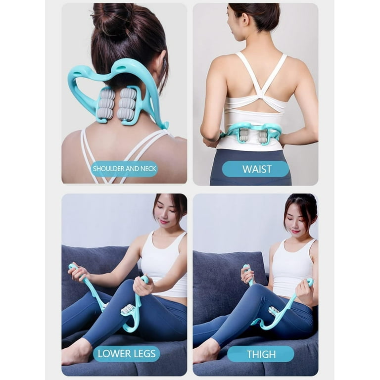 DEFNES® Neck Massager, Roller Massager for Pain Relief Deep Tissue Handheld Shoulder  Massager Tool with 6 Ball Massage Points for Leg Waist Neck and Shoulder  Relaxer (Blue) 