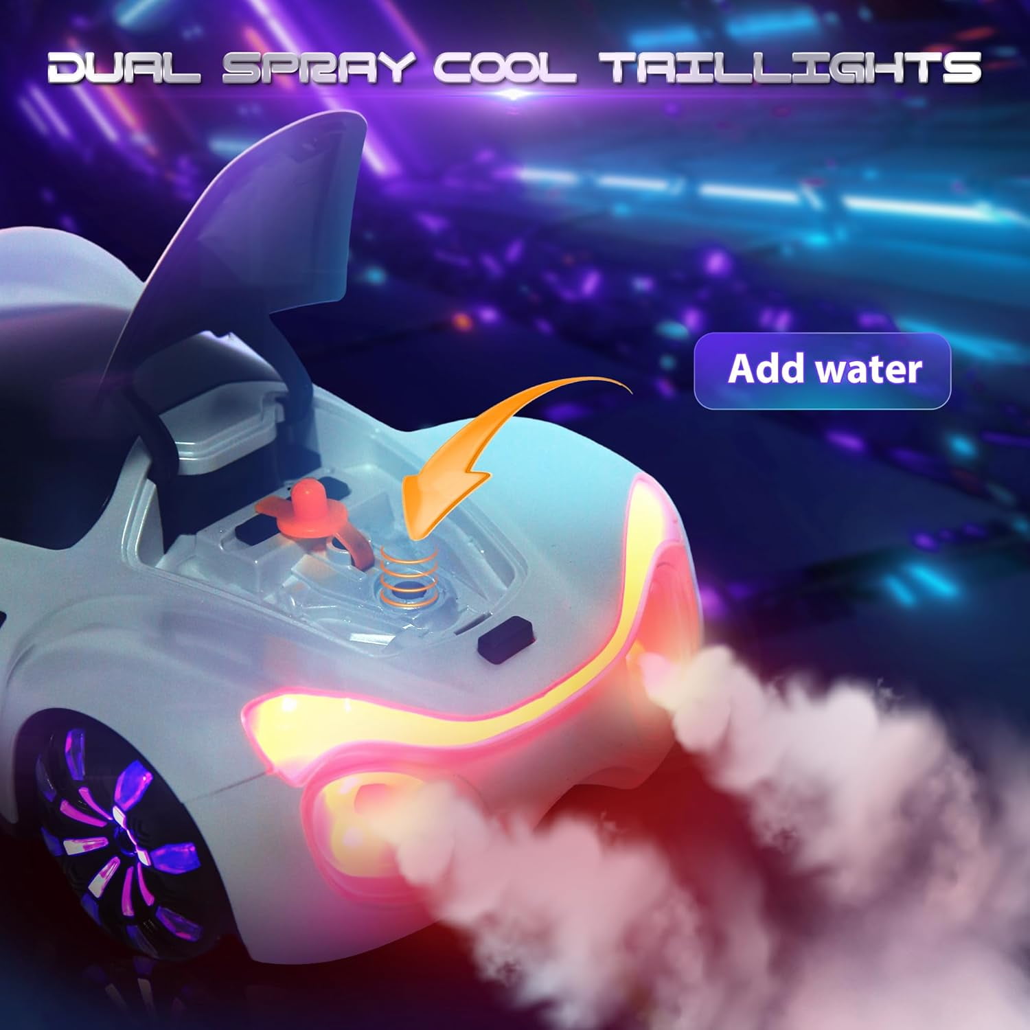 Funtogether Toys RC Drift Car with Gesture Sensor, 360° Spin Stunt Car with Spray, Lights & Music, Type-C Charging, Remote Control Toy Gift for Boys Ages 6–12