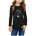thumbnail image 2 of Holiday Outfits AJTQTH Kids Girls Long Sleeve Graphic T-Shirts Funny Print Crewneck Pullover Sweatshirts Loose Lightweight Fashion Holiday Gift Tees Tops Black 7-8 Years, 2 of 5