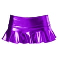 thumbnail image 4 of Women's Layered Metallic Mini Skirts Low Waist Nightclub Dressing Skirts Solid Lightweight Comfy Performance Shiny Dance Clubwear Short Skirt, 4 of 6