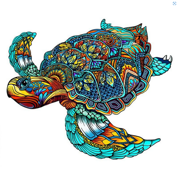 Sea Turtle Wooden Jigsaw Puzzle for Adults & Kids | Unique Animal - Shaped Wood Cut Design, Christmas/Thanksgiving Family Gift - Perfect for Turtle Lovers & Decorative Art