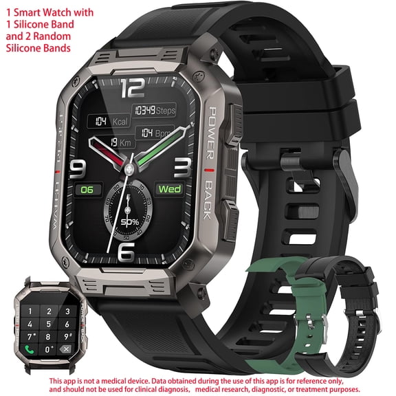 Smart Watch for Men, 1.96" HD Touchscreen, Bluetooth Calling (Answer/Make Calls), 100 Sports Modes, 10-Day Standby, IP68 Waterproof, Fitness Tracker Compatible with Android & iPhone (3 Strap)