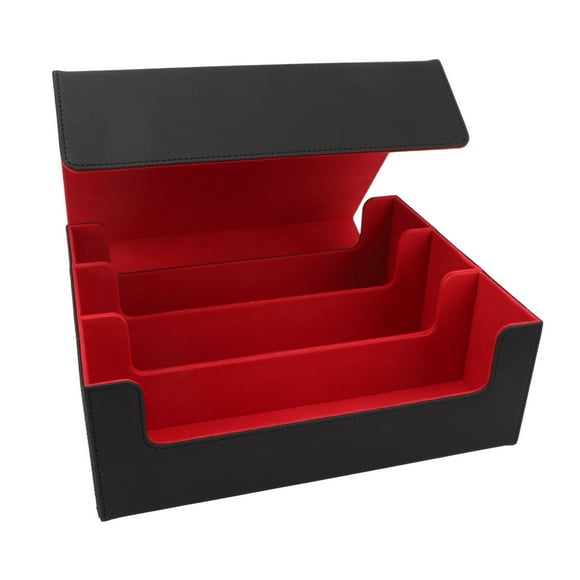 Trading Card Storage Box, 3 Rows Cards Holders Storage PU Leather Card Storage Case, Magnetic Closure Card Deck Case, Fits 1800+ Cards, for Game Cards, Sports Cards