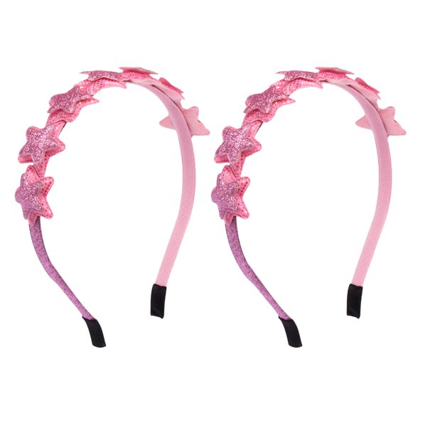2 tocados de estrellas con purpurina para el cabello, accesorios para el cabello para niños, para decoración de fiesta de cumpleaños (estrella rosa brillante)