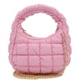 thumbnail image 4 of FashionPuzzle Small Light-weight Quilted Soft Lambskin PU Leather Puffer Crossbody Evening Bag (Pink), 4 of 8