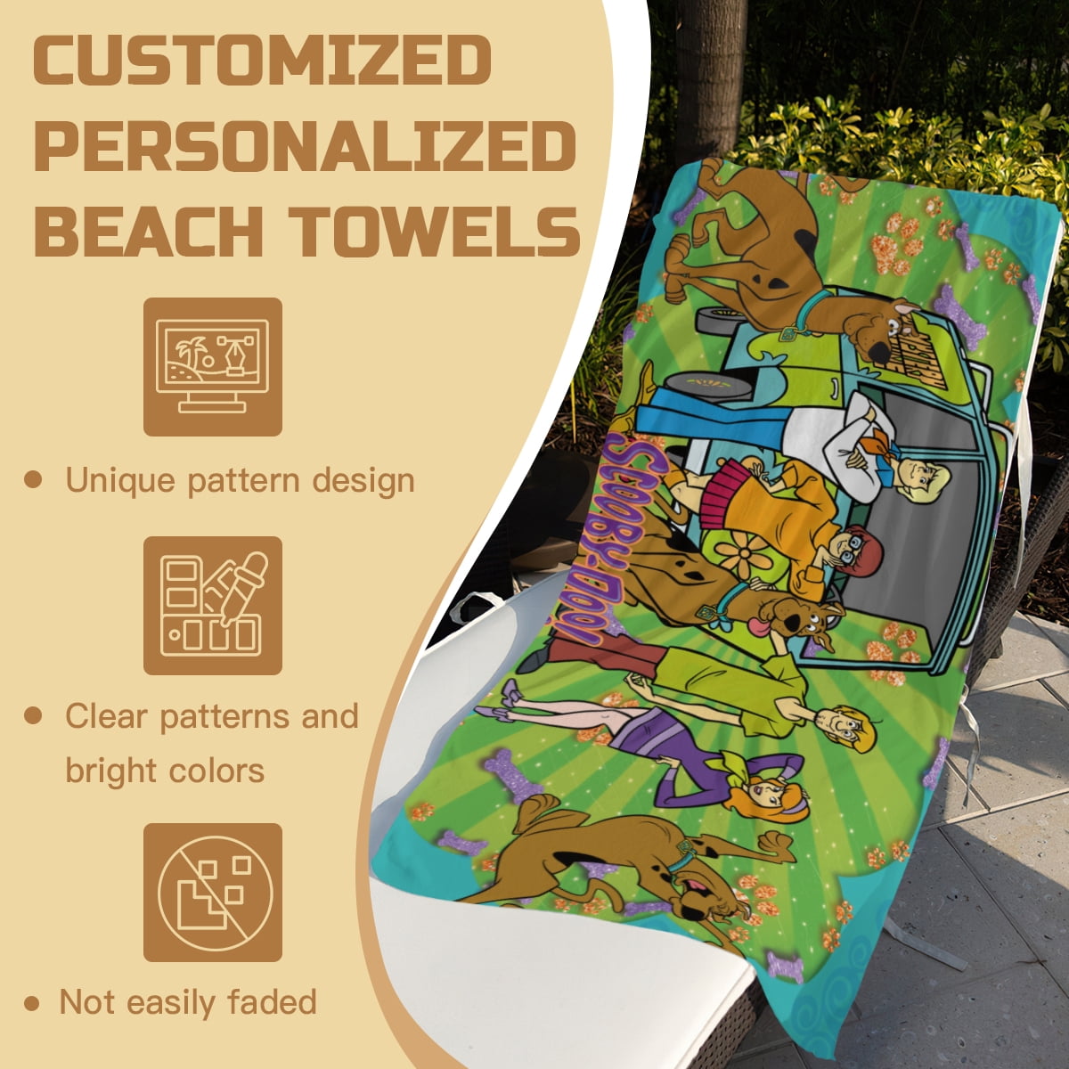 Scooby Doo Beach Towel Gift for Women Girls Boys Teenager Men 30"x60" Quick Drying Microfiber