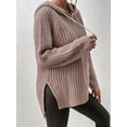 thumbnail image 3 of Womens Spring Hoodie Sweater Long Sleeve Casual Clothes Loose Knit Top Khaki L, 3 of 5