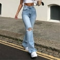 thumbnail image 3 of Mchoice Y2K Fashion Jeans, Women Straight Leg Trousers High Waisted Denim Jeans with Holes Baggy Girl Streetwear Pants on Clearance, 3 of 6