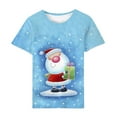 thumbnail image 4 of Lolmot Women Christmas Shirt Cartoon Snowman Santa Christmas Tree Graphic Tee Plus Size Casual O-Neck Short Sleeve Tunic T-Shirts, 4 of 5