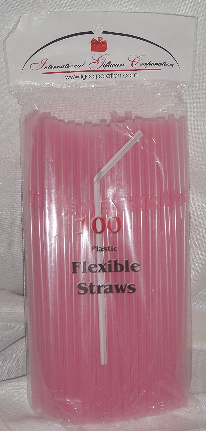 Straws 100 Pink Flex / Flexible Drinking Straws Luau Wedding