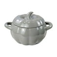 thumbnail image 2 of Ceramic Pumpkin Bowl, 800ML Halloween Thanksgiving Serving Bowl for Cereal Oatmeal Soup, Holiday Gift Idea Kitchenware(Gray-A), 2 of 4
