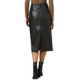 thumbnail image 3 of INSPIRE CHIC Women's PU Leather Midi Skirts Party High Waist Split Back Bodycon Pencil Skirt XS Black, 3 of 6