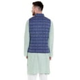 thumbnail image 4 of Shatranj Men's Banded Collar Button Down Cotton Vest with Artistic Indian Prints; Blue, 4 of 5