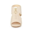 thumbnail image 5 of BLISSFUL STEP Women's Heels Front Zipped Slingback Chunky Heel Sandals Beige 10, 5 of 6