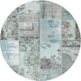 thumbnail image 1 of Ahgly Company Indoor Round Contemporary Light Steel Blue Patchwork Area Rugs, 3' Round, 1 of 6