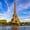 River Seine Eiffel Tower, variant on Elephant Stock River Seine Eiffel Tower Wall Art - Horizontal Multi Panel Canvas - Living Room Wall Decor - Places Multi Panel - Blue And Orange Decor - 65" x 42"