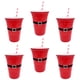 thumbnail image 3 of FELTECHELECTR 12 vasos de plástico navideños con diseño de cinturón de Papá Noel, para bebidas, vajilla y artículos para fiestas (6 vasos y pajitas cada uno), 3 of 7